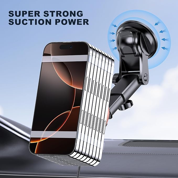 for Mag-Safe Car Mount Charger, Magnetic Phone Holder for Your Car Charger Dash Windshield Vent Magnetic Wireless Car Charger Mount for iPhone 17 16 15 14 13 12 Pink