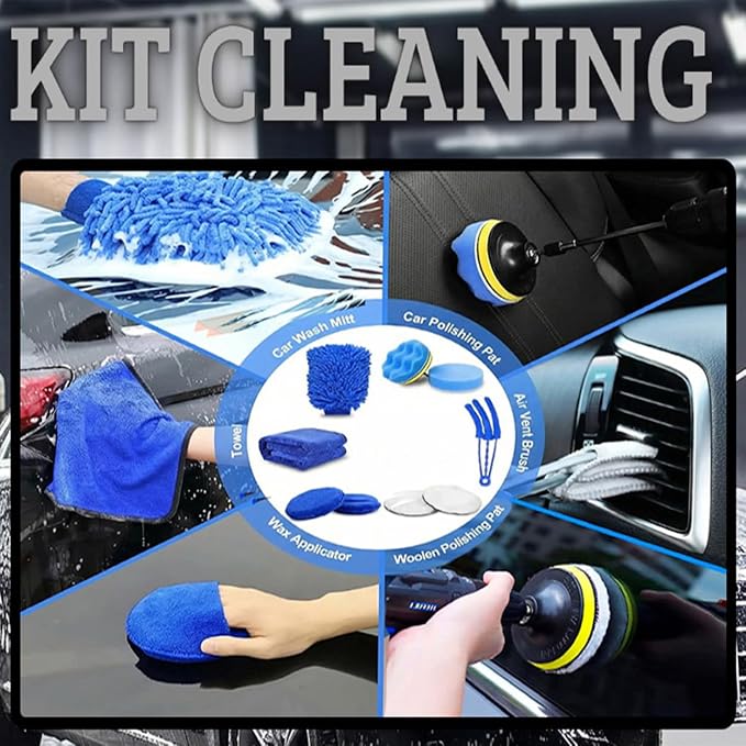 27Pcs Car Detailing Kit, Car Detailing Brush Set, Car Wash Cleaning Kit, Car Detailing Brushes, Professional Car Care Kit for Interior Exterior Wheels, Blue