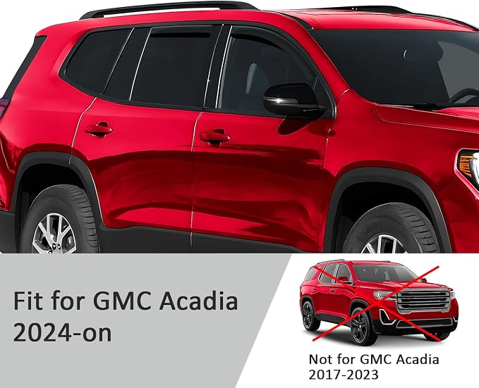 Voron Glass in-Channel Extra Durable Rain Guards for GMC Acadia 2024-2026, Window Deflectors, Vent Window Visors, 4 Pieces - 200819