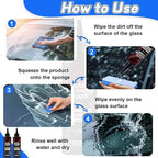 2025 New Glass Polishing Liquid with Sponge - Windshield Anti Fog Hydrophobic Coating Spray, Scratch Remover for Car Windows, Mirrors, Oil Film & Glass Surfaces (3)