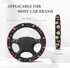 Cartoon Colorful Owl Steering Wheel Cover Auto Steering Wheel Protector Anti-Slip Breathable and Sweat Absorption Universal Car Accessories15 inch Fit Auto SUV Sedan Vans Trucks