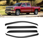 Window Visors for 2014-2018 Chevrolet(Chevy) Silverado & GMC Sierra 1500 Crew Cab, Rain Guards Vent Deflector Shade Dark Smoke for 15-19 Silverado & Sierra 2500HD/3500HD, Tape-On, 4PCS