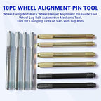 ZKTOOL 10PC Wheel Alignment Pin,Wheel Fixing Bolts Black Wheel Hanger Alignment Pin Guide Tool,Tool for Changing Tires On Cars with Lug Bolts,Include 2PC M12x1.5/1.25, 2PC M14x1.25/1.5, 2PC M15*1.25