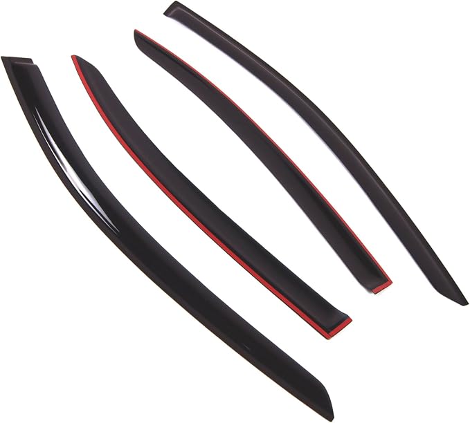 WD2-723 Dark Smoke 4 Pcs Set Window Visor (Outside Mount) Deflector Rain Guard Compatible with 2007-2013 Mercedes-Benz S550 S600 S63 S65