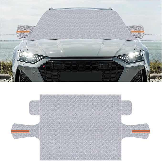 Magnetic Car Windshield Snow Cover, 4 Layers Winter Automotive Windshield Frost Protective Cover with Side Mirror Protector, All-Weather Vehicle Exterior Accessories for Sedan SUV (S)