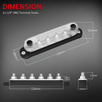 Marine Bus Bar 12V 6 x 1/4" (M6) Terminal Studs 12 Volt Bus Bar Power Distribution Block with Cover Max 300V AC 48V DC Positive & Negative Battery Terminal Block for Automotive Car Boat