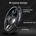 Car Steering Wheel Cover for Chevy Silverado 1500 2500 3500, Tahoe, Equinox,Traverse,Colorado,Black