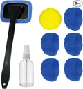 8pcs Car Windshield Cleaning Tool, Windshield Cleaner with with 5 Little Microfiber Pads that can be Washed/reused, Window Cleaner Tool, for Auto Glass Wiper (bule01)