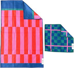 crae. Microfiber Hand Towel & Washcloth Set of 2 - Double-Sided, Waffle Weave, Super Absorbent, Lint-Free, Fast Drying -for Bathroom, Kitchen, Car, and Window Cleaning (Collins/Marine)