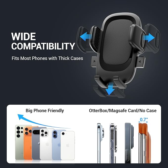 3-in-1 Car Phone Mount Strongest Suction & Clamp | 2026 Upgraded Design, 122lb Suction, 360° Adjustable Car Mount, Dashboard/Vent/Windshield Mount, iPhone & Samsung Compatible