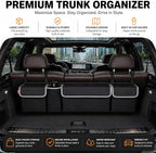 Car Trunk Organizer, Hanging Seat Back Storage Organizer with Large Pockets, Space-saving Backseat Car Organizer