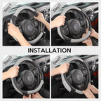 Car Steering Wheel Cover Large Size for F150 F250 F350 Ram 4Runner Tacoma Tundra Range Rover with 15 1/2 inches-16 inches Outer Diameter, Black and Gray Microfiber Leather