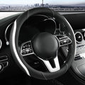 Car Steering Wheel Cover, Leather Steering Wheel Cover White Universal 14.5-15 Inch Microfiber Leather Anti-Slip Breathable Auto Steering Wheel Covers for Men Women(Black & White)