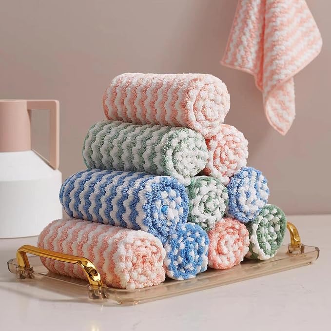 12 Pack Microfiber Cleaning Cloth, Larger Kitchen Towels, Dish Rags for Dish Drying Washing, Absorbent Streak Free Lint Free Rags for Cleaning - 11.81" x 15.75"