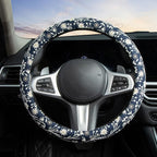 Brown Japanese Style Flower Steering Wheel Cover Auto Embroidery Steering Wheel Protector, Anti-Slip, Breathable, Absorbing Sweat, Universal Car Accessories 14.5–15 inch,Fit for Most Car, Trucks, SUV
