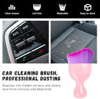 Car Detailing Brush, Curved Soft Bristles Auto Removal Dust Collectors, Universal Vehicle Dashboard, Air Conditioner Vents etc Interior Cleaning Tool Accessory (Pink/Purple)