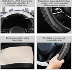 5D Honeycomb Knight White Car Steering Wheel Cover,14.5-15 Inch Universal Carbon Fibre Leather Covers Breathable Anti-Slip Odorless Steering Wheels Accessories for Men Women