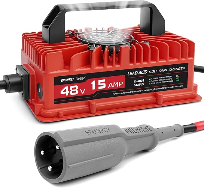 15 AMP 48 Volt Golf Carts Battery Charger for Club Car 3-Pin Round Plug,for Lead Acid Battery