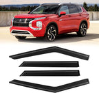 Rain Guards for 2022-2025 Mitsubishi Outlander, Out-Channel Window Visor Shields Vent Deflector Shade Wind Dark Smoke 2023 2024 22 23 24 25, Tape-On Outside-Mount, 4PCS