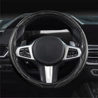 Steering Wheel Cover Carbon Fiber Car Steering Wheel Cover Accessories 14.5-15 inch Universal (Black)