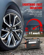 R8 Tire Inflator Portable Air Compressor, DC 12V Air Compressor for Car with Large Dual Digital Screen, 3X Faster Inflation Air Pump for Car Tires, Bike, Ball, Motor - Car Accessories