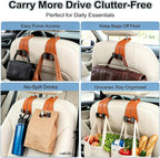 CHOSMOYI 2 Packs Car Seat Hooks, Leather Car Headrest Hook, Car Purse Hook Seat Back Hanger Storage Organizer, Car Hook for Purses and Bags(Burnt Orange)
