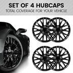 (4-Pack) Premium Black Hubcaps 16" Wheel Rim Cover Hub Caps OEM Style Direct Replacement Snap On Car Truck SUV Van - 16 Inch, Set of 4