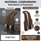 2Pcs Car Headrest Hooks with Premium Leather, Upgraded Double Metal Hooks with Anti-Drop Design, Universal Back Seat Hanger for Bags, Coats, Purses and Groceries (Stylish Brown)