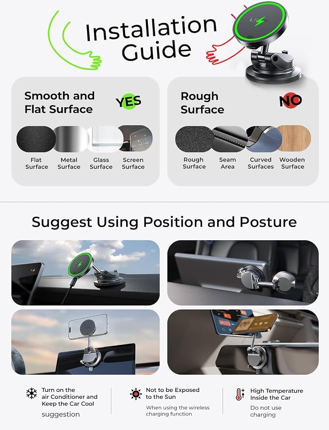 Qi2.2 25W MagSafe Car Mount Charger, Magnetic Wireless Car Charger with 54W Adapter, Magnetic Phone Holder for Car, iPhone Car Mount, Vacuum Suction Cup Phone Mount for iPhone 17 16 15 14 13 12 | [Qi2.2 25W Fast Charging] Magsafe Car Mount, [Easy...