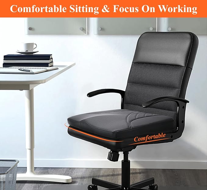 Premium Car Seat Cushion, Memory Foam Driver Seat Cushion to Improve Driving View- Coccyx & Lower Back Pain Relief - Seat Cushion for Car, Truck, Office Chair (Leather Black)