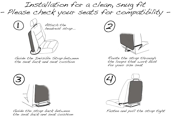 Luxury Clean-Edge Kick Mats - Tapered Design Seat Back Protectors and Seat Covers with Invisible Strap and Stiff Edging (2 Mats)