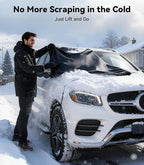 3-in-1 Windshield Snow Cover for Ice & Snow Frost — 600D Heavy Cover & Ice Scraper Complete Winter Protection with 360° Windproof Design and Multi-Layer Winter Car Kit for Cars, Trucks, SUVs