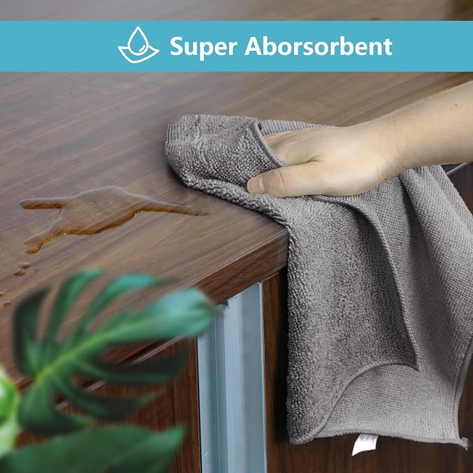 Grey Microfiber Cleaning Cloth 400 Pack, Microfiber Towel for Cars, Lint Free, Scratch-Free, Highly Absorbent, and Cleaning Rags for House, Window and Glass, Cars, TV Screen 11.5 X11.5 inch