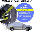 Half Car Cover Sedan, Top Cover for Windshield & Sunroof Protection with Cotton Liner, Hail Protector Car Cover Waterproof All Weather for Snow, Sun,Rain,Dust