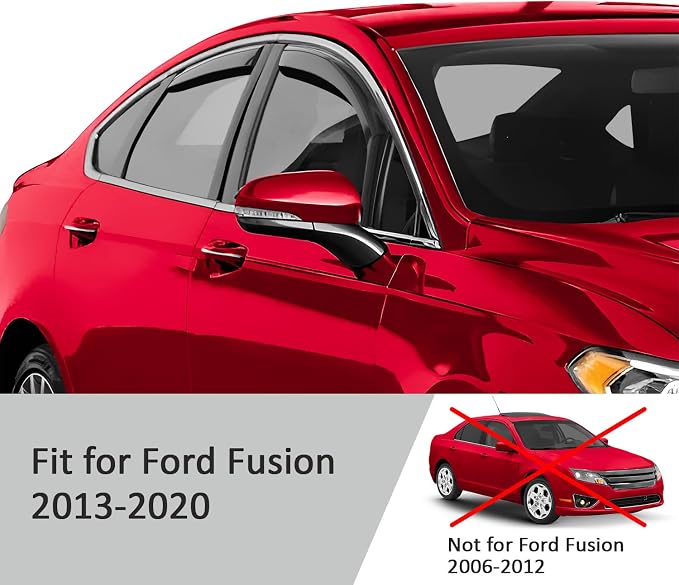 Voron Glass in-Channel Extra Durable Rain Guards for Ford Fusion 2013-2020, Window Deflectors, Vent Window Visors, 4 Pieces - 220180