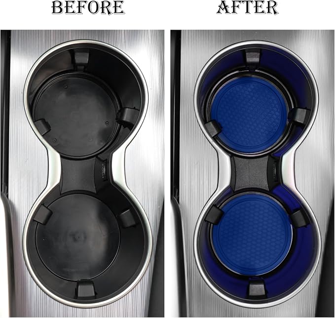 Car Cup Coaster, 4PCS Universal Non-Slip Cup Holders Embedded in Ornaments Coaster, Car Interior Accessories, Grey Blue
