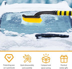 27” Snow Brush & Detachable Ice Scraper 2-in-1, Scratch-Free Split Bristles, Extendable 27-39” EVA Foam Grip, PVC Squeegee Snow Shovel with Guide Channel for Car Windshield/Truck/SUV