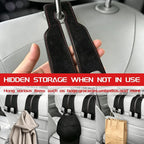 Car Headrest Hook, Car Seat Headrest Hooks and Purse Hook for Car, Leather Seat Back Organizer with Phone Holder, Universal Hidden Storage for SUV/Truck (Rose Red-2Pack)