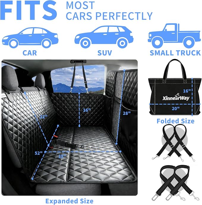High Barrier Dog Car Seat Cover with Hard Bottom,Mesh Window,Waterproof,Anti Scratch,Safe,Easy to Use and Clean,Holds 330lbs,Foldable Car Seat Protector for Cars,SUVs,Small Pickup Trucks