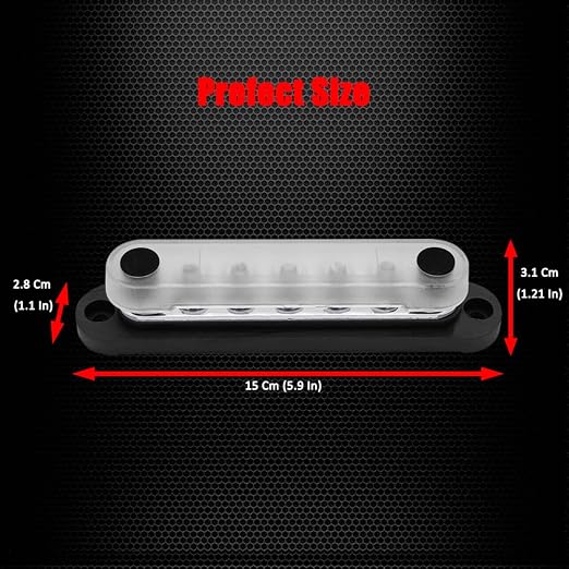 7 x M6 (1/4") Studs Power Distribution Block Bus Bar 12V, 5.9" HD 150A Marine BusBar Battery Distribution Block W/Cover for Car Boat Solar (Black)