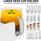 3-in-1 Desk Organizer - Large Desk Cup Holder Clamp, Pencil Holder and Phone Stand - Detachable Anti-Spill Table Cup Holder, Office & PC Gaming Desk Accessories for Cup, Phone and Pen (White)