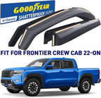 Goodyear Shatterproof in-Channel Window Deflectors for Nissan Frontier 2022-2026 Crew Cab, Rain Guards, Window Visors for Cars, Vent Deflector, Car Accessories, 4 pcs. - GY007960