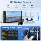 Double Din Car Stereo Radio Support Apple Carplay&Android Auto, 7inch HD Touchscreen Double Din Radio with Bluetooth, Car Audio Receivers, Camera, MirrorLink, FM Radio, 2 USB/TF/AUX/Subwoofer