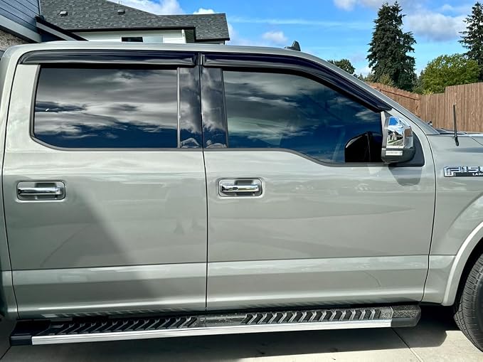 2015-2026 Tape-On Rain Guards for Ford F150 SuperCrew Side Window Deflector Visors (Crew cab only) XL XLT Lariat King Ranch Platinum Limited Lightning 2018 2019 2020 2021 2022 2023 2024 2025