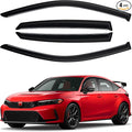 Window Visors Rain Guards for 2022-2025 2026 Honda Civic Hatchback LX Sport Touring EX-L Accessories, Outside-Mount Tape-On Side Window Wind Deflectors Vent Visors Shades Rainproof Black 4PCS
