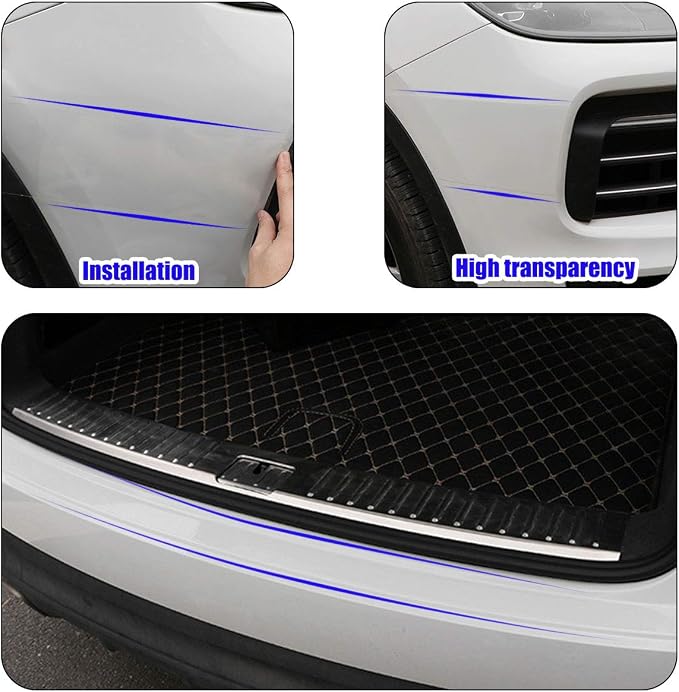 Anti-Scratch Anti-Collision Adhesive Strip Car Door Edge Guard Protector Strip Car Door Scuff Plate Protectors Transparent Invisible Tape for Rear Bumper/Door(33Ft x 2In)