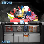 HZEL Car Trunk Organizer, Collapsible Large Capacity Vehicle Backseat Hanging Storage Bag with 9 Pockets, Automotive Interior Backseat Organizer, Universal for SUV RV Truck (Grey)