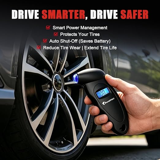Digital Tire Pressure Gauge,Accurate Cars Air Gauge 150 PSI,Black | 0-150PSI Calibrated,Accurate in 0.1 Increments,4 Measurement Units,Backlight LCD&Nozzle Light,for Everyday Vehicles