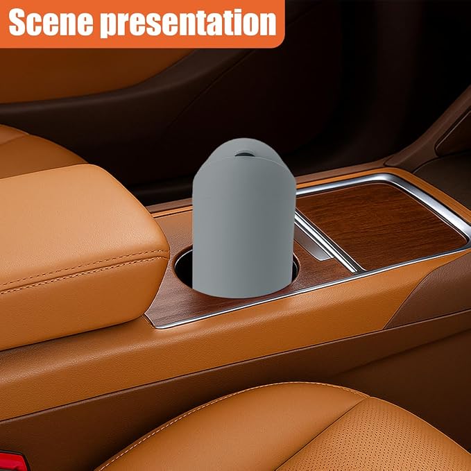 Car Trash Can with Flip Lid, Mini Portable Silicone Auto Cup Holder Garbage Bin, Leakproof Vehicle Trash Storage, Universal Car Accessories for SUV Truck Van Home Office(Gray)