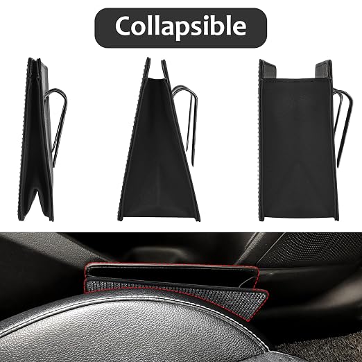 Bling Car Trash Can, Foldable Vehicle Trash Bin Dustbin Garbage Organizer Storage, Sparkling Crystal Rhinestone Trash Bags Holder Container with 30pcs Garbage Bag Car Accessories for Auto, SUV